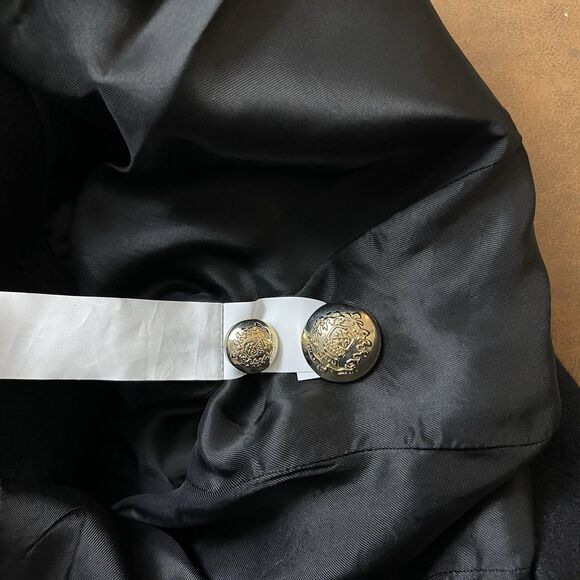 Zara Coat Women S Black Gold Double Breasted Buttons Old Money Preppy Military - Picture 5 of 7